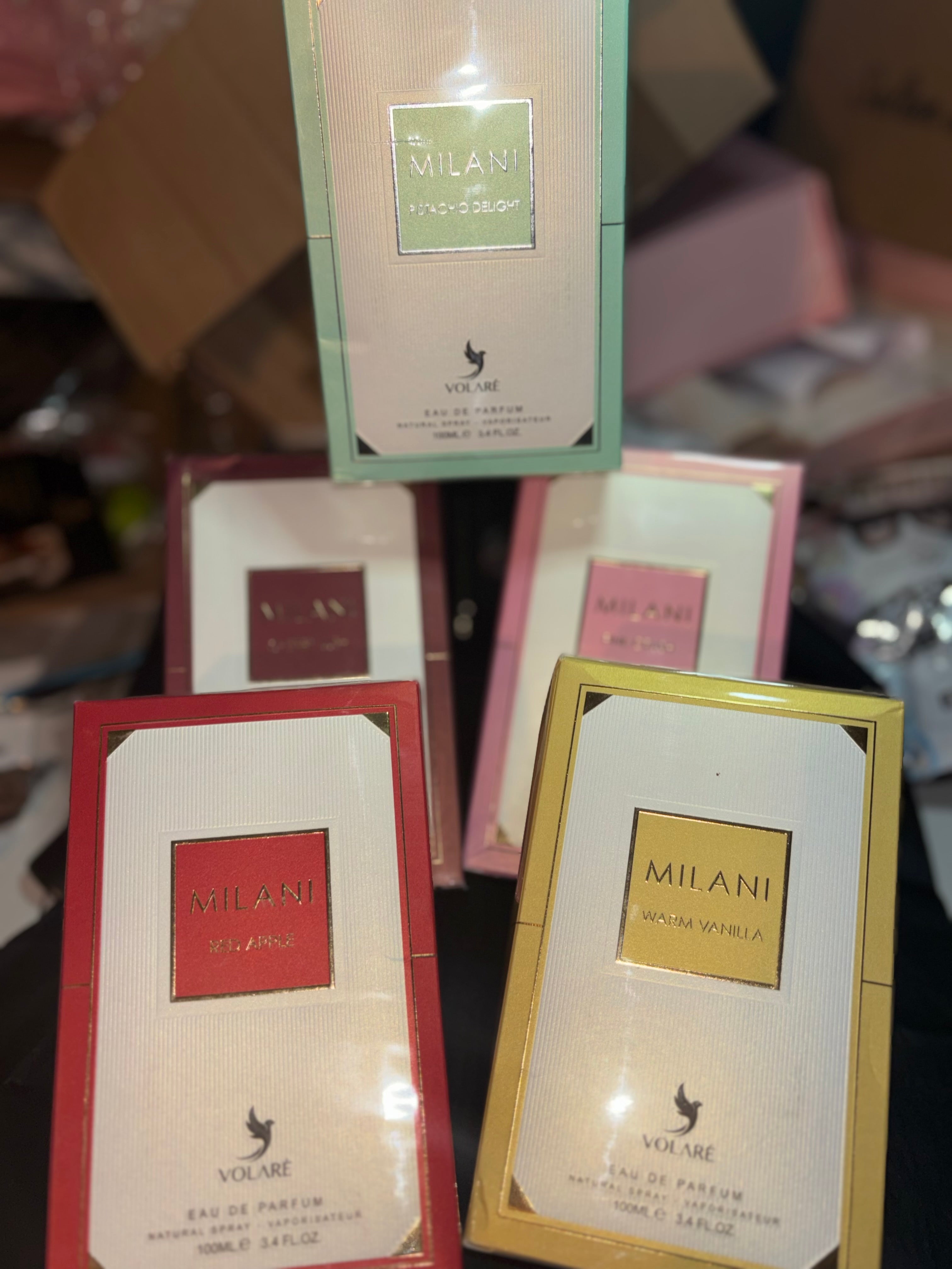 Collection Milani- (Pink Crush, Pistachio, Red Apple, Cherry Lush, Warm Vanilla), Eau de parfum 100 ml- Volare