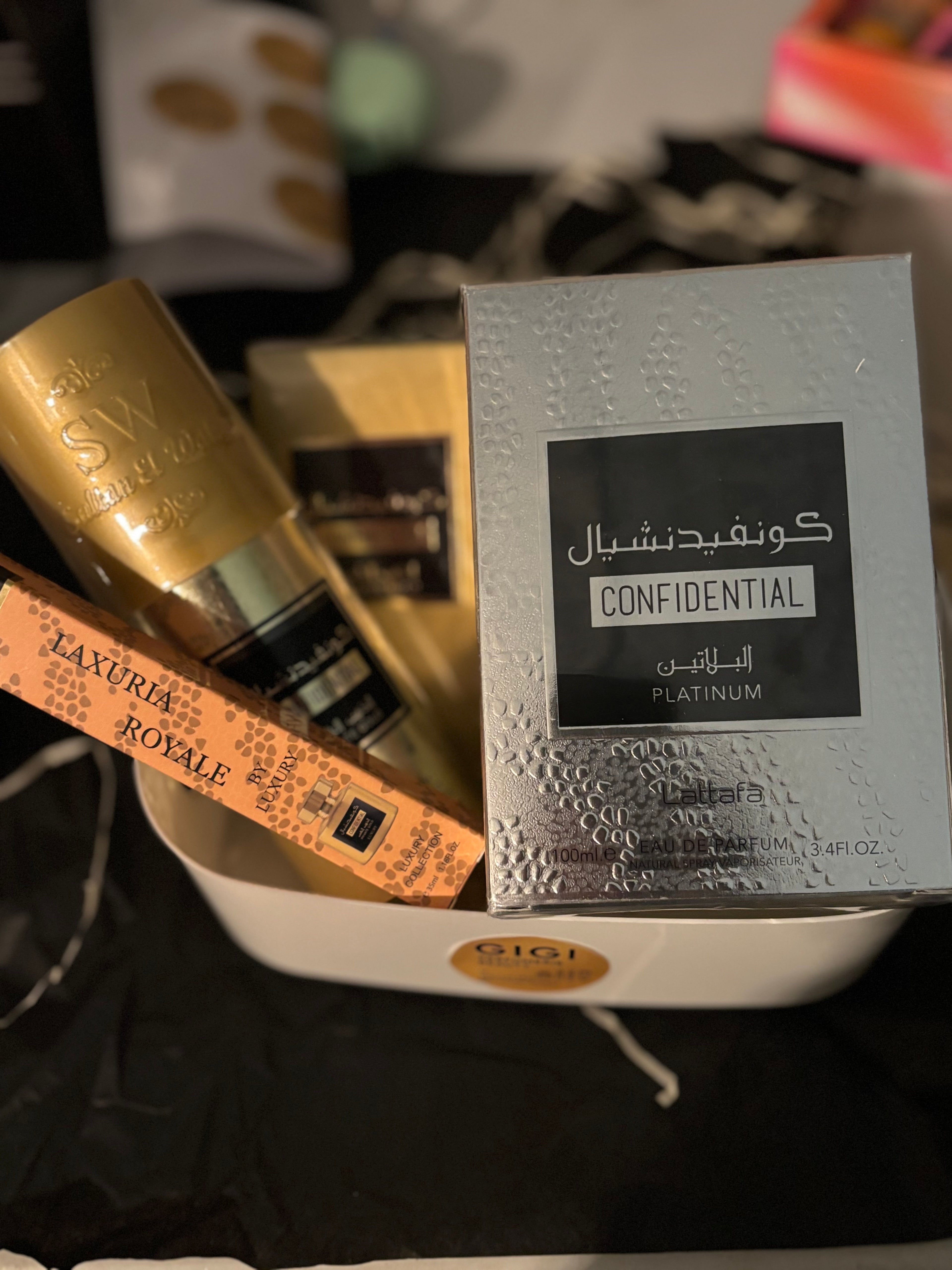 Coffret cadeau- CONFIDENTIAL Gold et Platinium- Lattafa