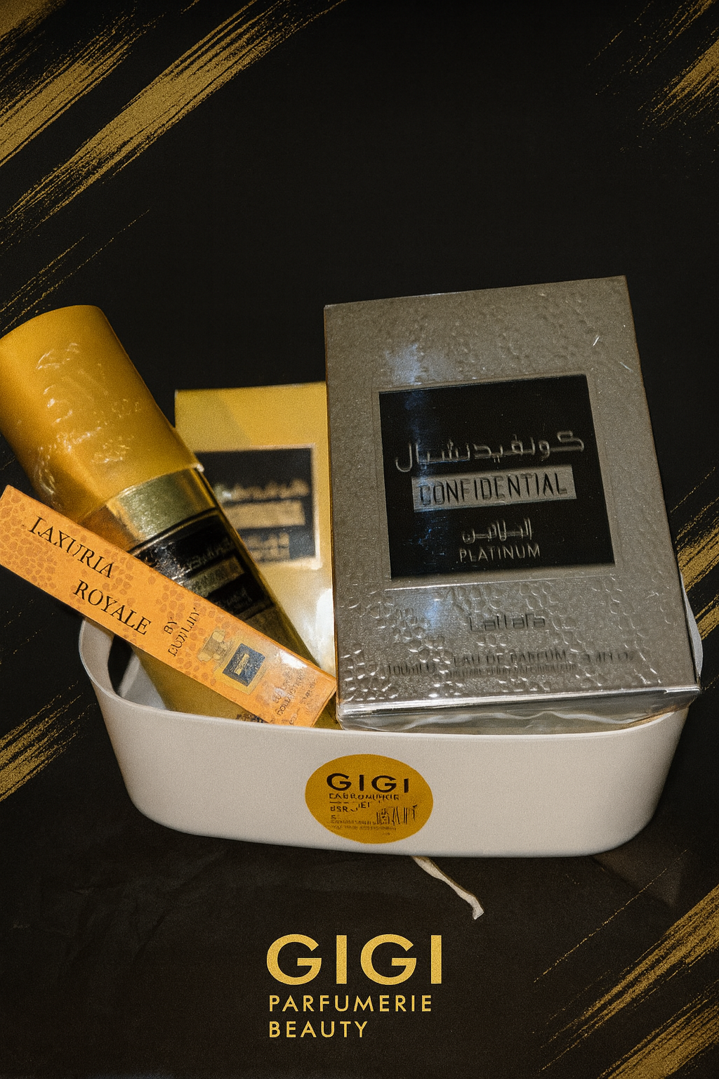 Coffret cadeau- CONFIDENTIAL Gold et Platinium- Lattafa