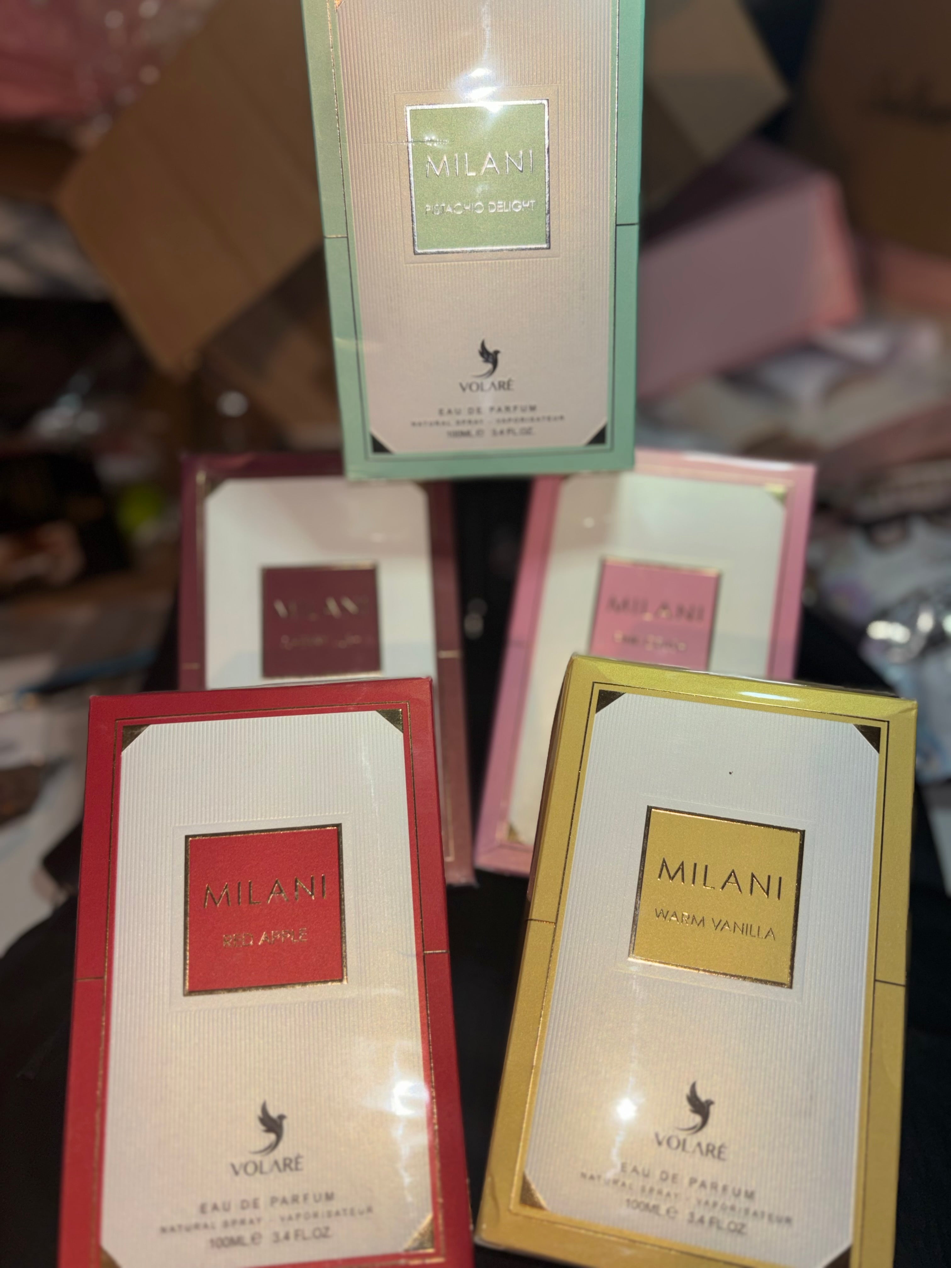 Collection Milani- (Pink Crush, Pistachio, Red Apple, Cherry Lush, Warm Vanilla), Eau de parfum 100 ml- Volare