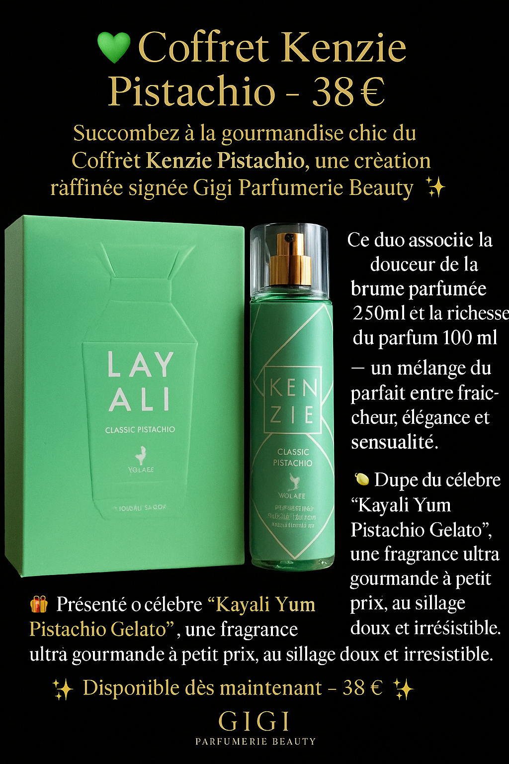 💚 Coffret Kenzie Pistachio –Volare  38€