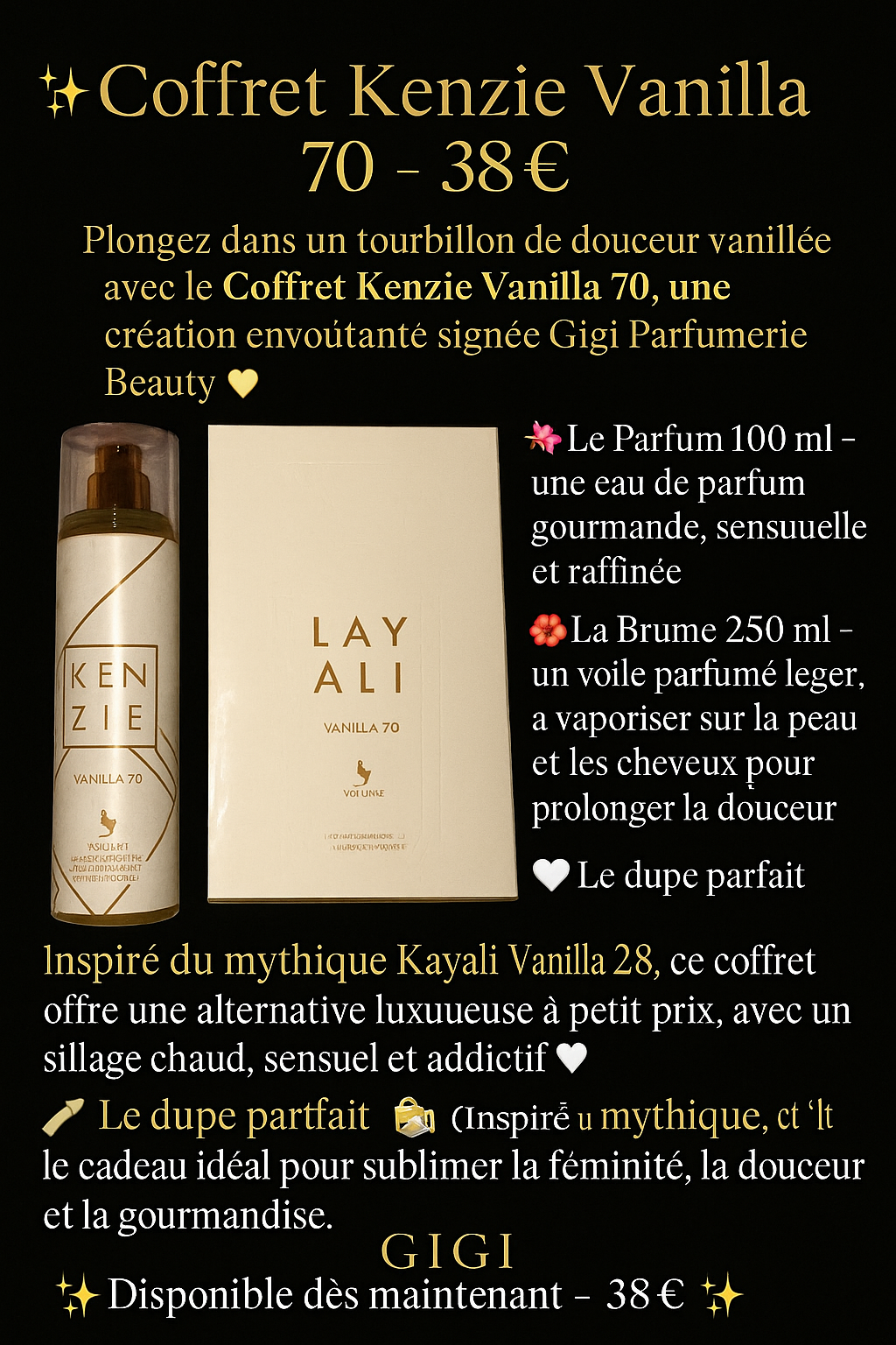 ✨ Coffret Kenzie Vanilla 70 – VOLARE  38€✨